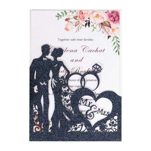 Wholesale Glitter Paper Invitation Card Heart-shaped Card